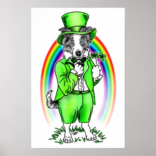 Border Collie St Patrick's Day Poster (Vorne)