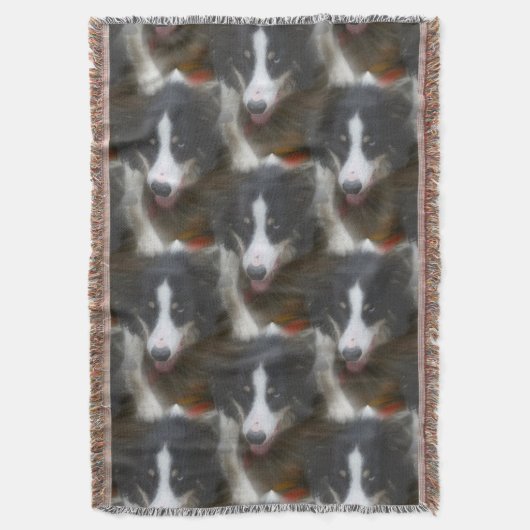 Border Collie Stare Dog Pattern Decke (Vorderseite Vertikal)