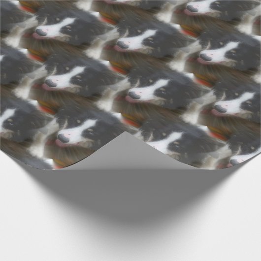 Border Collie Stare Dog Pattern Geschenkpapier (Ecke)