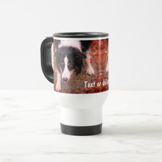 Border Collie Stare Personalisiert Reisebecher (Vorderseite Links)