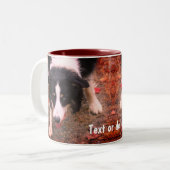 Border Collie Stare Personalisiert Zweifarbige Tasse (Vorderseite Links)
