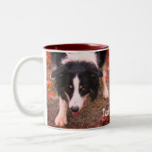 Border Collie Stare Personalisiert Zweifarbige Tasse (Links)