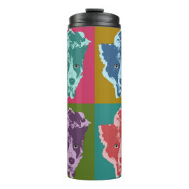Border Collie Stare Pop Art Thermosbecher