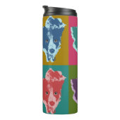 Border Collie Stare Pop Art Thermosbecher (Nach rechts gedreht)