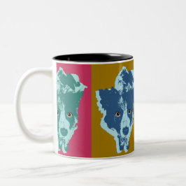 Border Collie Stare Pop Art Zweifarbige Tasse