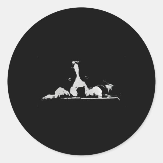 Border Collie Stare White Minimalistic Runder Aufkleber (Vorderseite)