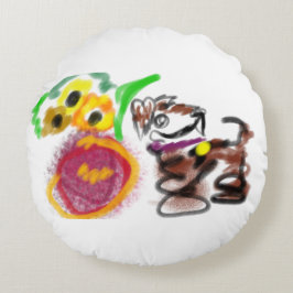 Border Collie sunflowers  Rundes Kissen