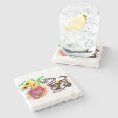 Border Collie sunflowers  Steinuntersetzer (Seitenansicht)