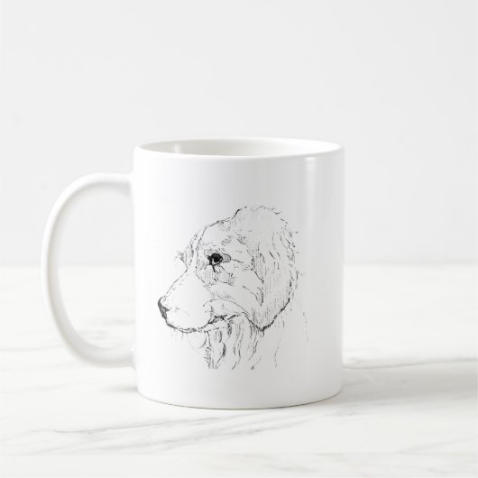 Border Collie Tasse – Handgezeichnete Tinte Hund K (Links)