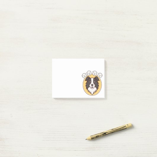 Border Collie träumt von Schafen Post-it Klebezettel (Auf Schreibtisch)