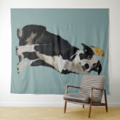 BORDER-COLLIE U. GOLDENER VOGEL WANDTEPPICH (Beispiel (Horizontal))