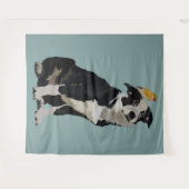 BORDER-COLLIE U. GOLDENER VOGEL WANDTEPPICH (Vorderseite (Horizontal))