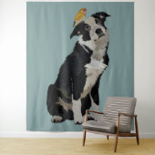 BORDER-COLLIE U. GOLDENER VOGEL WANDTEPPICH (Beispiel)