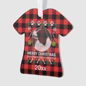 Border Collie Ugly Christmas Sweater Red Kariert Ornament (Vorderseite)