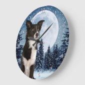 Border-Collie-Uhr Große Wanduhr (Winkel)