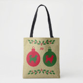 Border Collie und Holly Christmas Tote Tag Tasche (Vorderseite)
