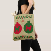 Border Collie und Holly Christmas Tote Tag Tasche (Von Nahem)