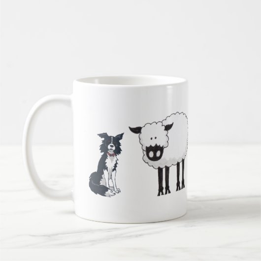 Border-Collie und ihre Schafe Kaffeetasse (Links)