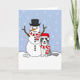 Border-Collie und Schneemann Feiertagskarte