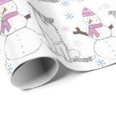 Border-Collie und Schneemann Geschenkpapier (Rolleneckpunkt)