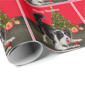 Border Collie und Weihnachtsbaum  Geschenkpapier (Rolleneckpunkt)
