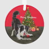 Border Collie und Weihnachtsbaum  Ornament (Rückseite)