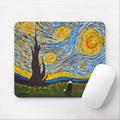 Border-Collie unter einem Van- Goghhimmel Mousepad (Mit Mouse)