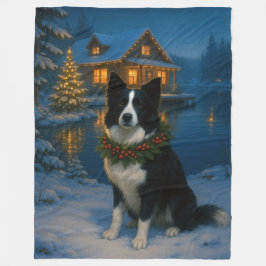 Border Collie Urlaub  Fleecedecke