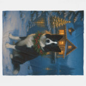 Border Collie Urlaub  Fleecedecke (Vorderseite (Horizontal))