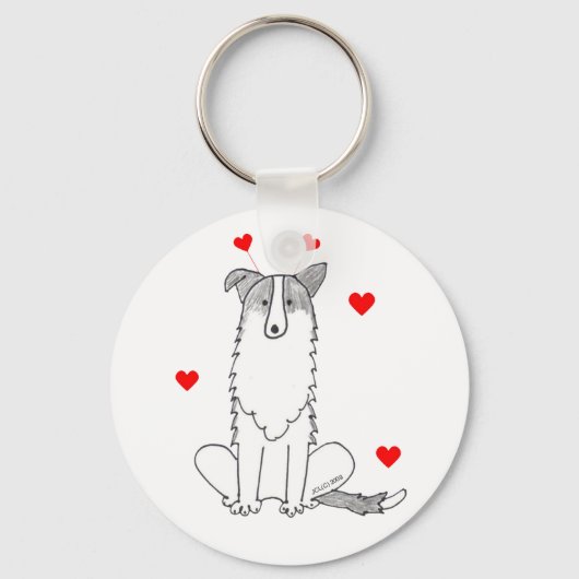Border Collie Valentine Ears Schlüsselanhänger (Vorderseite)