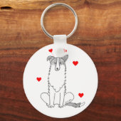 Border Collie Valentine Ears Schlüsselanhänger (Vorderseite)