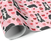 Border Collie Valentines Liebe Geschenk Wraps Geschenkpapier (Rolleneckpunkt)