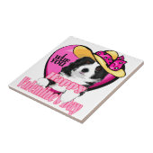 Border Collie Valentinstag Fliese (Seite)