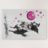 Border Collie Valentinstag Herzscheibe Fangen Puzzle (Horizontal)