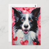 Border Collie Valentinstag Postkarte (Vorne/Hinten)