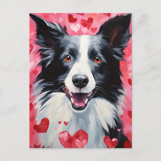 Border Collie Valentinstag Postkarte (Vorderseite)