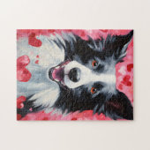 Border Collie Valentinstag Puzzle (Horizontal)