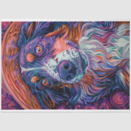 Border Collie Van Gogh Gemälde Decoupage Seidenpapier