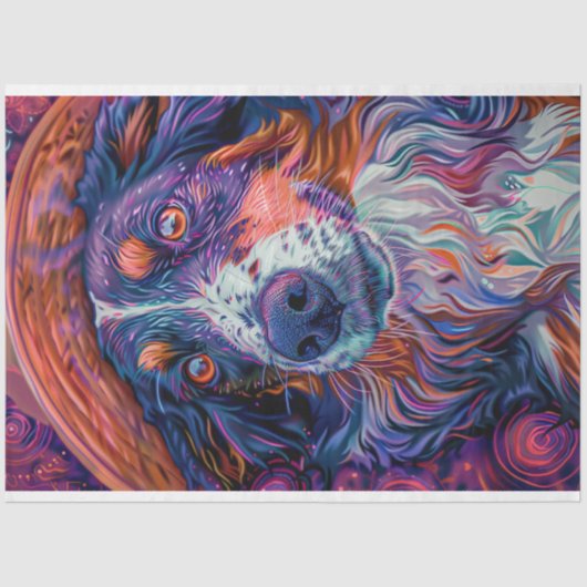 Border Collie Van Gogh Gemälde Decoupage Seidenpapier (Vorderseite)