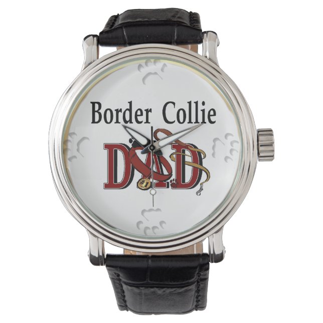 Border Collie Vater Armbanduhr (Vorderseite)