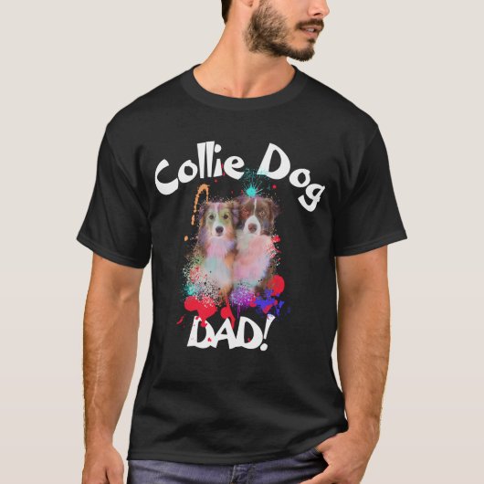 Border Collie Vater Dog Lover Bester Dog Vater je T-Shirt (Vorderseite)