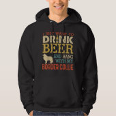 Border Collie Vater Drink Bier Hang mit Hund Funny Hoodie (Vorderseite)