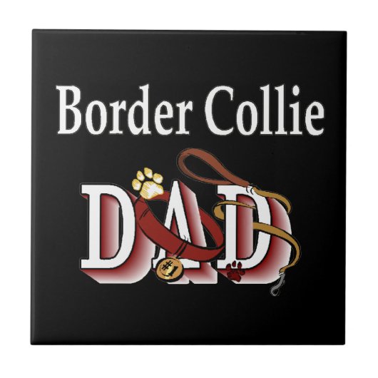 Border Collie Vater Fliese (Vorderseite)
