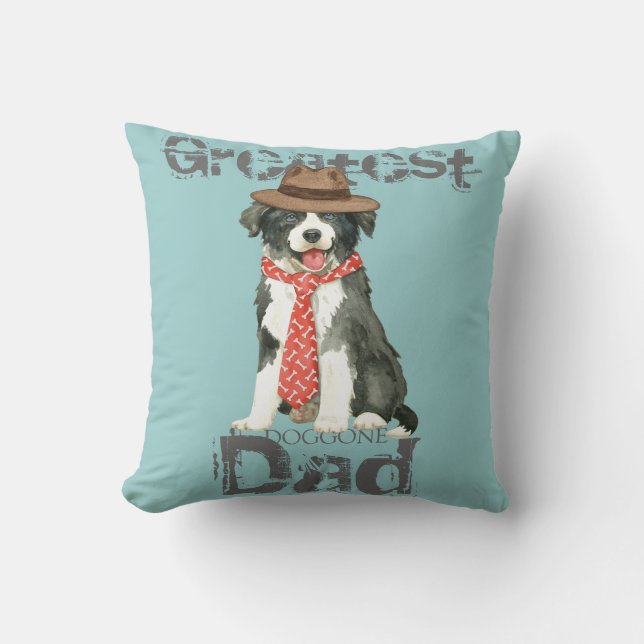 Border Collie Vater Kissen (Vorderseite)