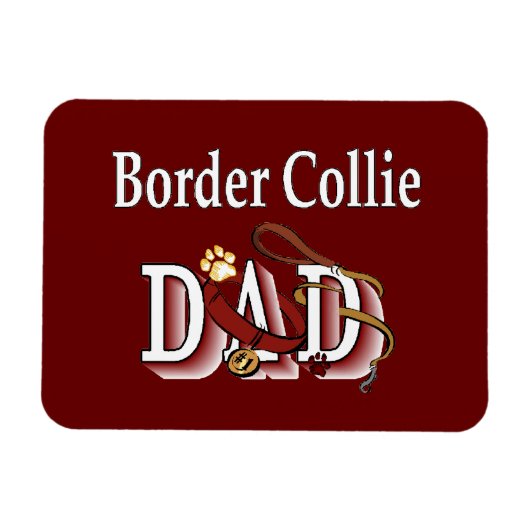 Border Collie Vater Magnet (Horizontal)