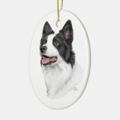 Border-Collie-Verzierung Keramik Ornament (Links)