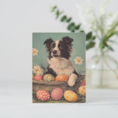 Border Collie Vintag Ostern Postkarte (Stehend Vorderseite)