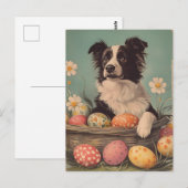 Border Collie Vintag Ostern Postkarte (Vorne/Hinten)