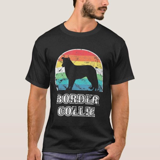Border Collie Vintag Style Dog T-Shirt (Vorderseite)