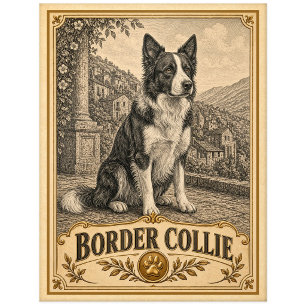Border Collie, Vintage Heritage Hund Postkarte